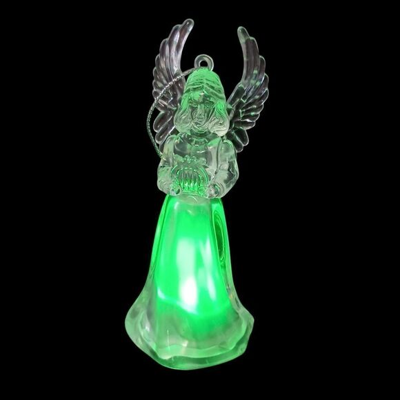 Acrylic Light Up Angel Ornament Color Changing Clear Christmas Holiday Guardian. - Picture 1 of 16